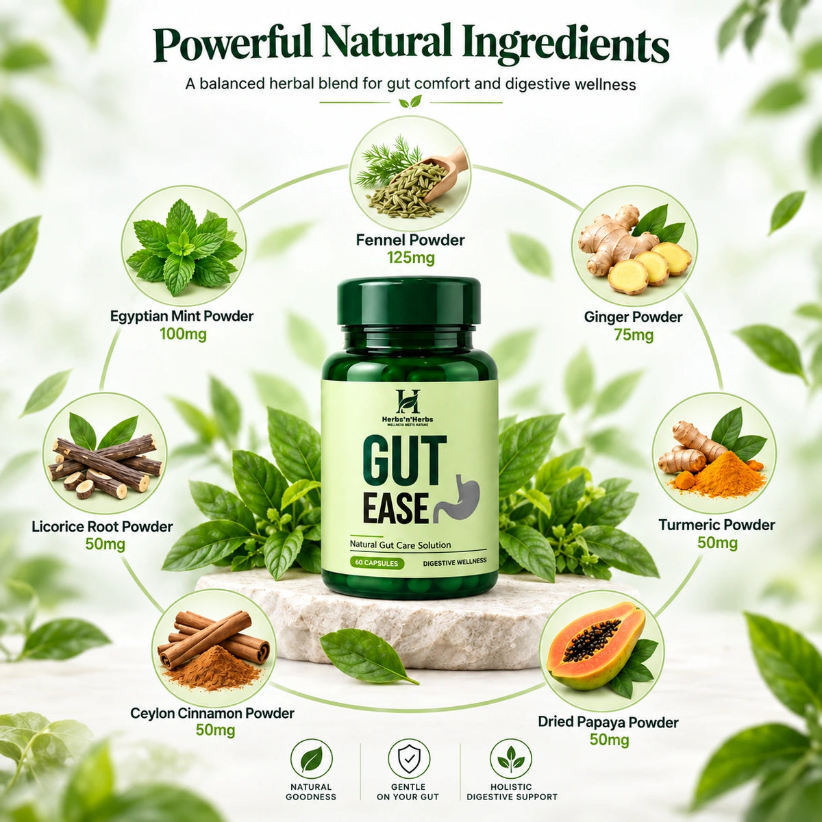 Gut Ease 60 capsules bottle