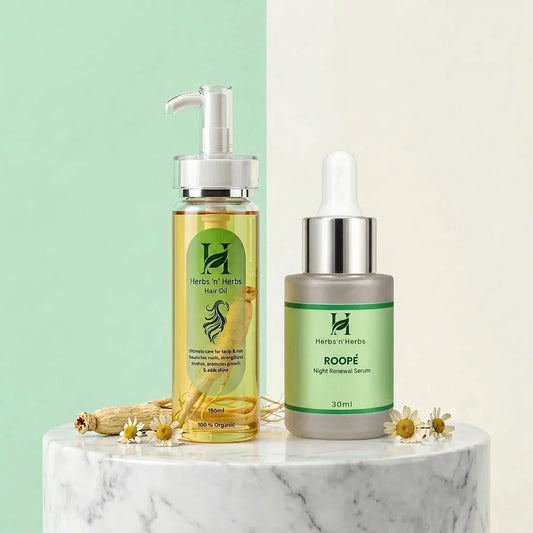 Night Reset Stack - Hair Oil and ROOPE Night Renewal Serum